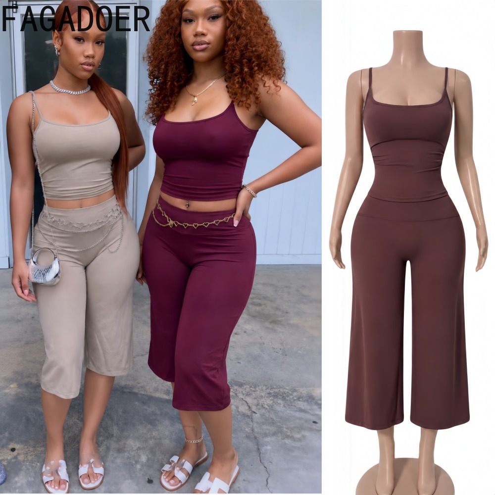 Suspender Tank Top - FAGADOER INS Set 2 Potong Wanita