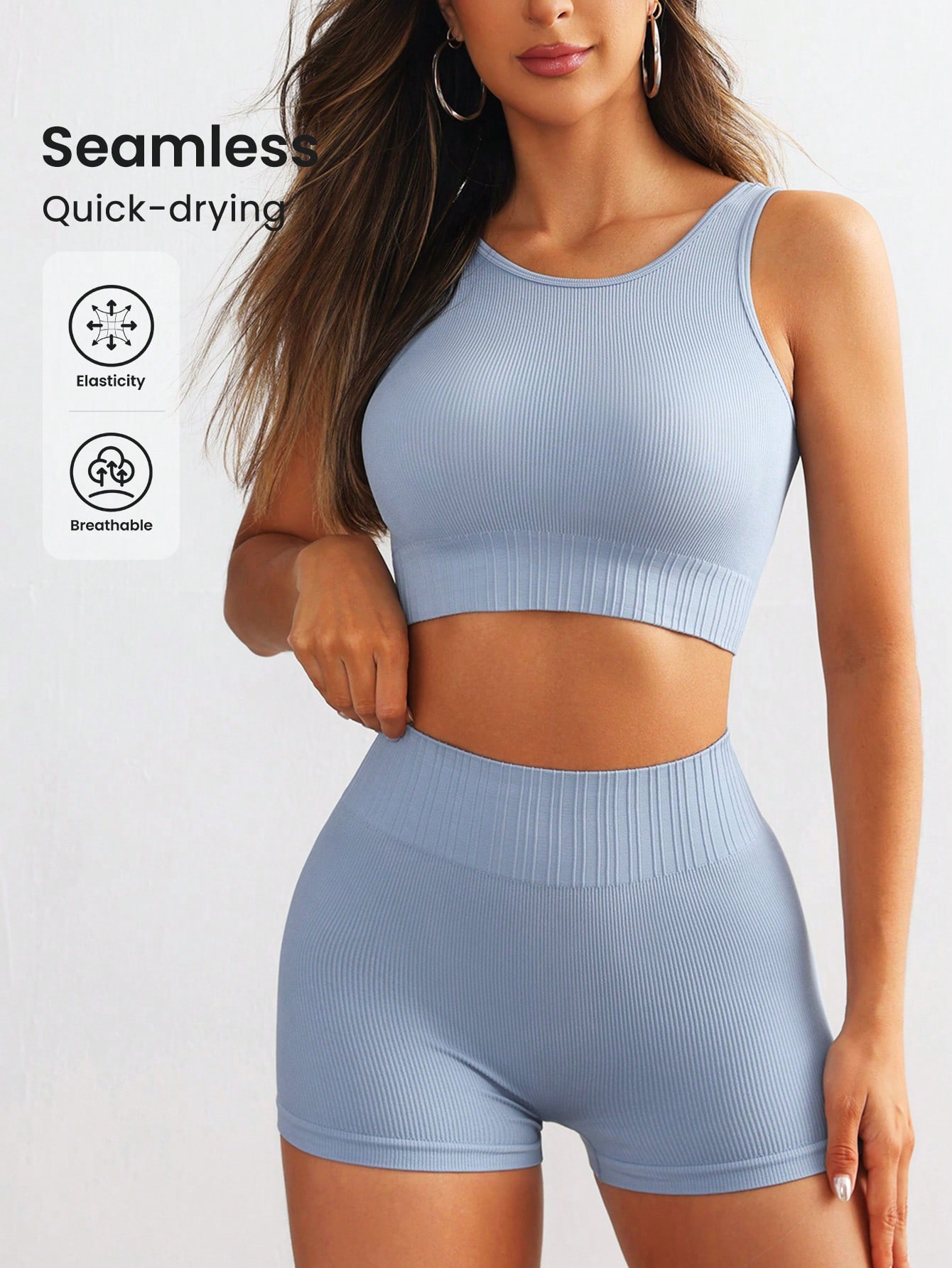 Tank Top Ribbed - Set Yoga Wanita Tanpa Jahitan Berbahan